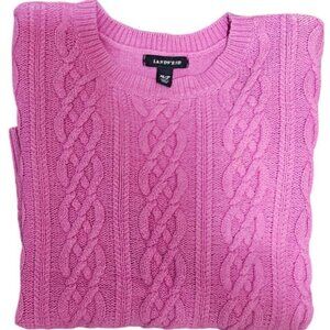 Lands End Womens Pink Cable Knit Sweater M/P‎ Wool Nylon Blend M/P